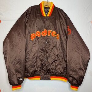 Vintage San Diego Padres Button Up Jacket Majestic Cooperstown Collection 5XL